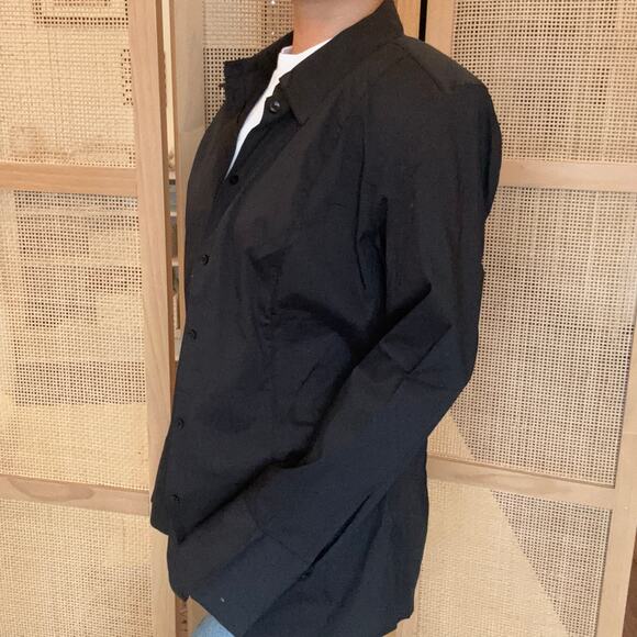 Black tapered waist shirt with shoulder pads H&M size size large - Picture 2 of 7